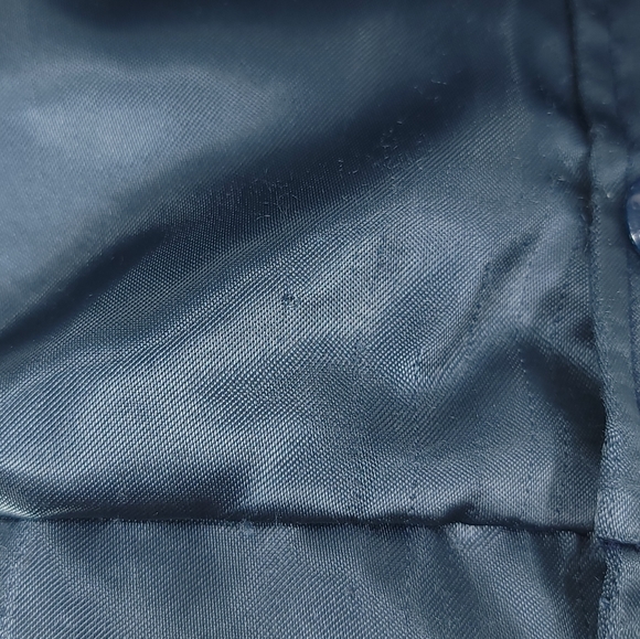 Vtg Bud Light Snap Front Satin Jacket Men's Large Navy Blue Nylon Distressed - Picture 5 of 14
